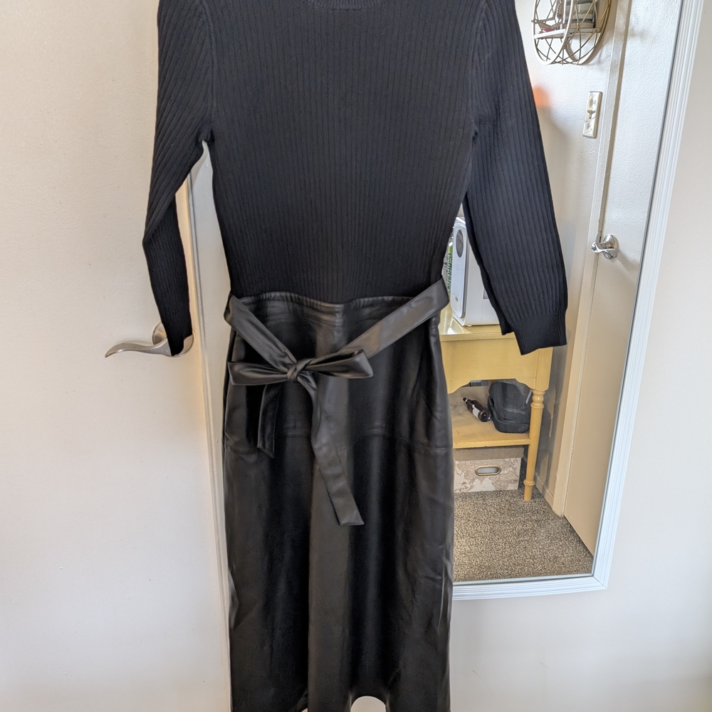 White House Black Market Black Long Sleeve Sheath Dress